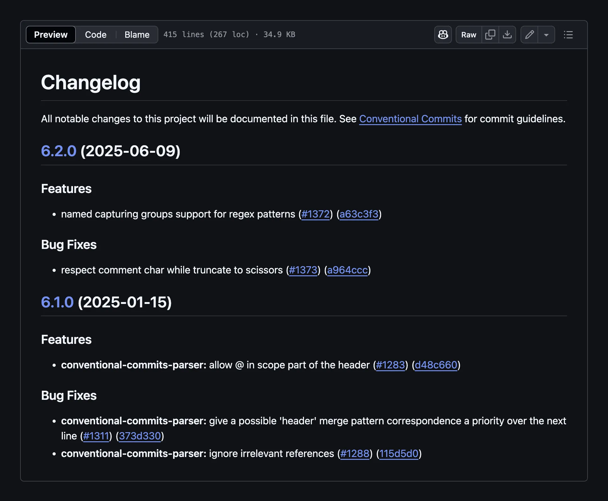 Changelog Example